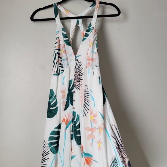 EUC FLORAL SUMMER HALTER OPEN BACK STRAPPY MAXI SKIRT SIZE M - Picture 11 of 14